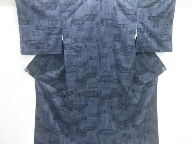 JAPANESE KIMONO / ANTIQUE KIMONO / SILK / TSUMUGI / WOVEN TANZAKU & SCENERY